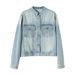 Women's Clothing Petite Slimming Denim Jacket Women's Casual Retro Style Short Top For Autumn_mkmklike.com