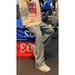 Men's Letter Print Flared Jeans – Vintage High Street Slim Fit Denim Pants With Distressed Wash (Light Blue/Dark Blue, M-Xxxl)_mkmklike.com