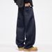 Dark Blue Loose Straight Jeans Men's Spring And Autumn New Relaxed Wide-leg Pants Fashionable Versatile Casual Long Pants_mkmklike.com