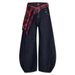 2025 New Plaid Lace-Up American Style Scimitar Jeans Unisex Loose Couple Versatile Casual Pants_mkmklike.com