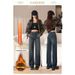 Fleece-lined Autumn And Winter Style~Super Soft Four-way Stretch High-waisted Slim Straight Jeans Women, Classic_mkmklike.com