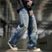 Men's Clothing Heavyweight Distressed Washed Ripped Jeans Streetwear Retro Style Straight Leg Casual Pants_mkmklike.com