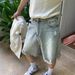 Men's Retro Washed Distressed Denim Shorts Summer Trendy Loose Wide Leg Casual Five Point Pants_mkmklike.com