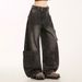 Men's Patchwork Cargo Jeans Straight Leg Loose Fit Large Pockets Trendy Cool American High Street Style_mkmklike.com