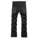 Slim Fit Stretch Patchwork Color Blocked Rhinestone Embellished Black Flared Jeans For Men High Street Style Export Quality_mkmklike.com