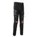 Men's Clothing Washed Cat Whisker Wrinkled Hole Snake Black Elastic Slim Fit Skinny Jeans Jeans_mkmklike.com