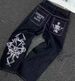 Men's Clothing Men's High Street Hip-Hop Casual Pants With Full Embroidered Skull Design - Loose Fit Straight Leg Trousers (Red/White/Purple, S-XXXL)_mkmklike.com