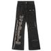 Summer Thin Cut Men's American Street Black Workwear Jeans With Holes And Rough Edges, High Waist Loose Wide Leg Floor_mkmklike.com