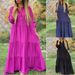 women's clothing fresh and sweet lapel solid color swing long sleeves casual cotton and linen long dress_mkmklike.com
