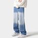 American-style Gradient Jeans For Men, Spring High Street Fashion, Loose Fit, Distressed Straight-leg Pants, Casual_mkmklike.com