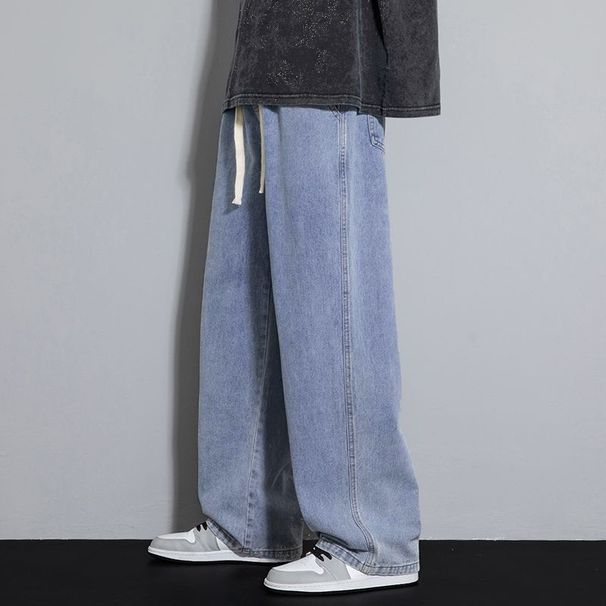 Men's Clothing Spring And Summer Straight Jeans Loose Wide Leg Pants Boys' Trendy Handsome Trousers_mkmklike.com