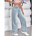Women's American Straight Leg Jeans - Oversized High Waist Wide Leg Trousers For Summer_mkmklike.com