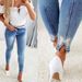 Women's Clothing Slimming High Waist Rhinestone Jeans Women's Stretch Washed Skinny Pants_mkmklike.com