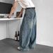 High Street Vintage Washed Wide-Leg Jeans for Men Oversized Denim Pants with Distressed Details_mkmklike.com
