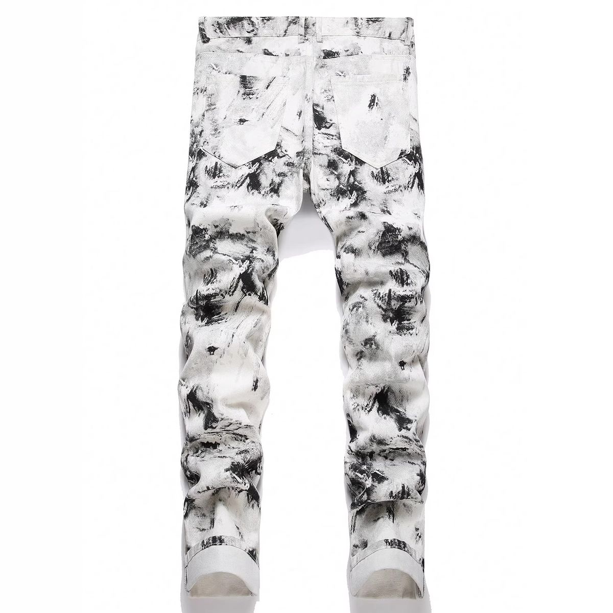 Men's Casual Straight Leg Jeans Splatter Gradient High Street Fashion_mkmklike.com