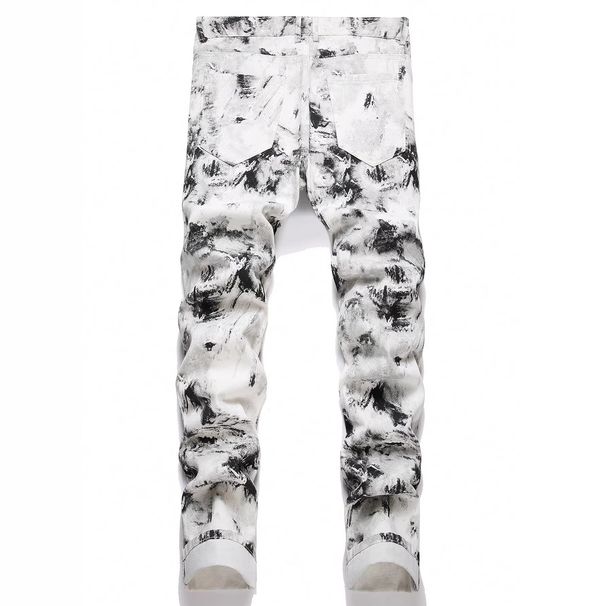 Men's Casual Straight Leg Jeans Splatter Gradient High Street Fashion_mkmklike.com