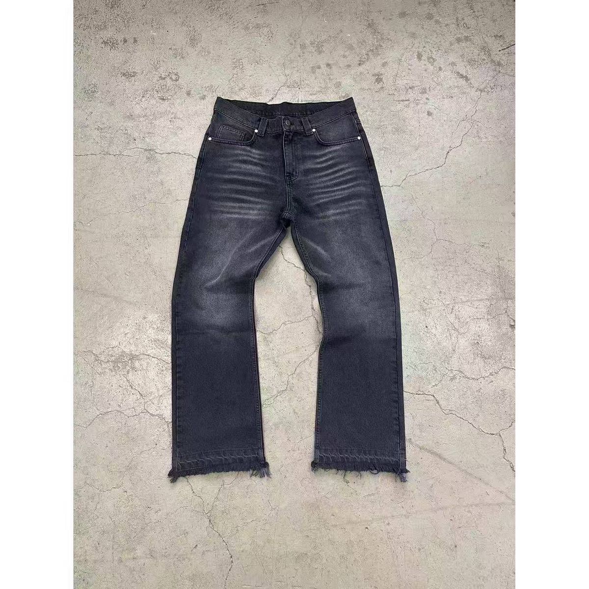 Vintage Washed Men's Jeans Distressed Denim Pants Streetwear Style Grey Black Blue Retro High Street Fashion for Winter_mkmklike.com