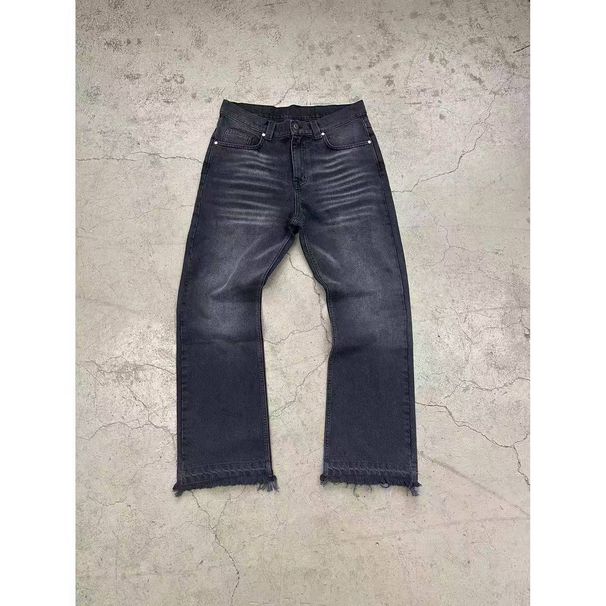 Vintage Washed Men's Jeans Distressed Denim Pants Streetwear Style Grey Black Blue Retro High Street Fashion for Winter_mkmklike.com