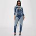 Women's High-Waisted Patchwork Skinny Jeans Washed Denim Relaxed Everyday Wear Versatile Comfortable Feshion Trend_mkmklike.com