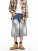 2025 American Retro Washing Water Gradual Change Hole Cropped Pants Men's Summer Trendy Brand Ruffian Handsome Fried Street High-end Jeans_mkmklike.com