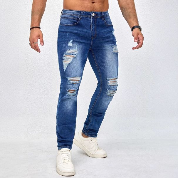 Men's Clothing Men’s Slim Fit Ripped Jeans – Stretch Denim With Distressed Wash (30-38, Mid-Rise, Skinny Leg, Trendy Streetwear)_mkmklike.com