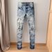 European And American Trendy Brand Ripped Patch Men's Jeans Men's American Pants Men's Retro Elastic Slim High Street 6666_mkmklike.com