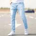 Men's Slim Fit Ripped Jeans - Stretch Denim Skinny Pants With Distressed Details For Casual Streetwear_mkmklike.com