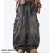 Ayudai Men's Retro Washed Distressed Straight Leg Jeans Style Loose Wide Leg Cargo Casual Long Pants For Women_mkmklike.com