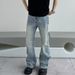 High Street Cleanfit Washed Denim Jeans Men's Straight Leg Loose Slightly Flared Long Pants Trendy Style Casual Wear_mkmklike.com