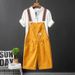 Pure Men's Workwear Jumpsuit With Straps, Summer Trendy Brand Khaki Shorts, Vintage Loose Fit Shorts For Men_mkmklike.com