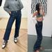 CE Straight-leg Jeans For Women, Dark Blue, Versatile, Slim-fit, Front Patch Pocket, High-waisted Long Pants, Women's_mkmklike.com
