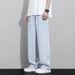 Men's Clothing Men's autumn new thin straight drawstring retro blue loose drape casual trousers_mkmklike.com