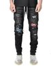 Men Jeans Denim Pants Pencil Pant Slim Fit Hole Print Pockets Straight Trousers Casual Elastic Waist Lace Up Autumn 2025_mkmklike.com