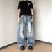 Men's Clothing Unisex Vintage Acid-Wash Baggy Jeans – 90s Streetwear, Hand-Painted Splatter & Distressed Details (Oversized Straight-Leg Cut)_mkmklike.com