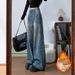 Retro Star-Embellished Flared Jeans For Women – Winter Fleece-Lined Wide-Leg Pants, High Waist & Stretch-Free (S-2xl)_mkmklike.com