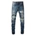 Men's Clothing European And American Trendy Brand Men's Ripped Jeans Men's Casual Pants Slim Fit Patchwork Men's Denim Trousers 9309_mkmklike.com