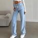 Women's Vintage Washed Denim Jeans – High-Waisted Loose Straight Leg Pants With Bow Detail (XS-XXL, Light Blue/Dark Blue, Streetwear Essential)_mkmklike.com