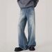 Men's Distressed Ink Splash Jeans - Loose Fit Straight Leg High Street Pants With Vintage Wash & Streetwear Style_mkmklike.com