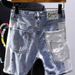 Summer Thin Men's Ripped Denim Shorts Stylish Fashionable Versatile Mid Length Five Point Trendy Pants_mkmklike.com