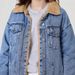 "Women's Fleece-Lined Denim Jacket - Oversized Winter Coat, Cotton Blend With Sherpa Collar, Streetwear Essential For Cold Weather"_mkmklike.com