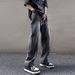 Retro Washed Gradual Change Jeans Men's Summer Thin Straight Drawstring Trendy Brand American High Street Casual Long Pants_mkmklike.com