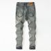 Chinese Style Brocade Carp Embroidered Jeans Men's Ripped Hole High Street Slim Fit Denim Pants Elastic Retro Men's Pants 50-135KG Can Be Worn_mkmklike.com