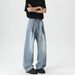 New 2026 Men's Straight Leg Jeans Trendy And Stylish Blue Cotton mid Waist Long with Belt Standard Thickness Slight Stretch_mkmklike.com