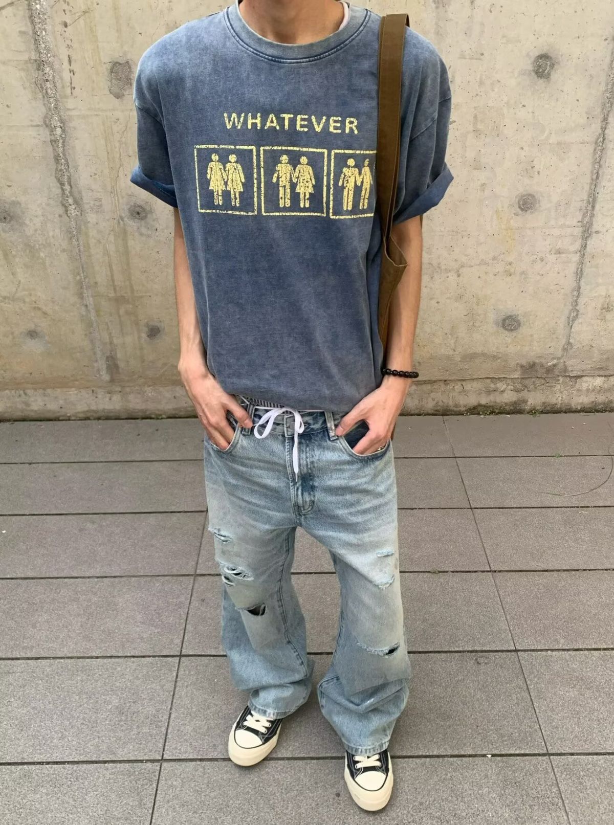 Summer Trendy High Street Retro Ripped Slim Fit Flared Jeans For Men Versatile Flow Style New_mkmklike.com
