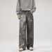 Men's Clothing Splashed Printed Jeans Washed Heavy Loose Wide Leg Floor Length Pants_mkmklike.com