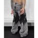 Men’s Washed Grey Wide-Leg Jeans – Vintage Faded Denim Pants, High Waist Loose Fit, Long Hem For Retro Street Style_mkmklike.com