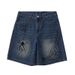 Men's Clothing Straight Pocket Denim Trendy Brand Printed Straight Shorts Loose Wide Leg Casual Denim Shorts_mkmklike.com