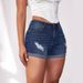 European And American Women's Clothing 2025 Summer New Fashionable Casual Distressed Denim Shorts With Rolled Edge Shorts_mkmklike.com