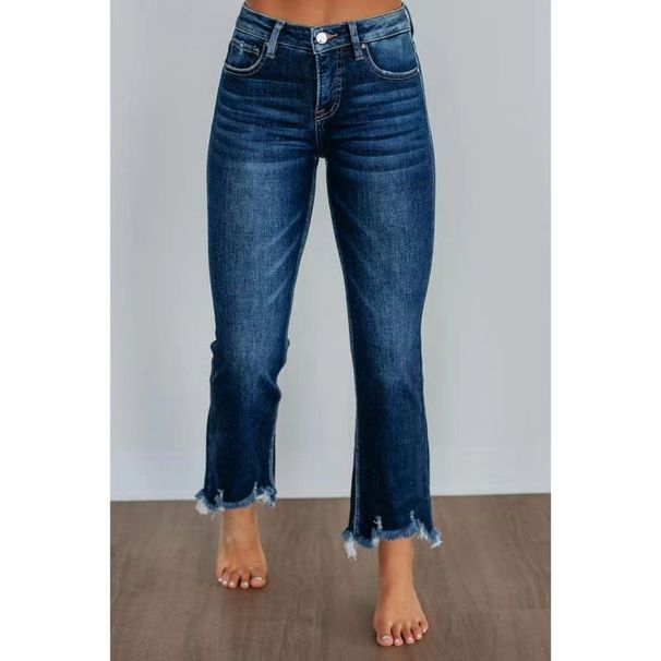K New Women's Micro Flared Denim Cropped Pants With Raised Hips And Wide Legs For Slimming Effect_mkmklike.com