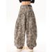 Men's Clothing Deconstructed Leopard Print Jeans – Asymmetrical Wide-Leg Denim Pants (Unisex Vintage Streetwear, Non-Stretch, Raw Hem, Anti-Fit )_mkmklike.com